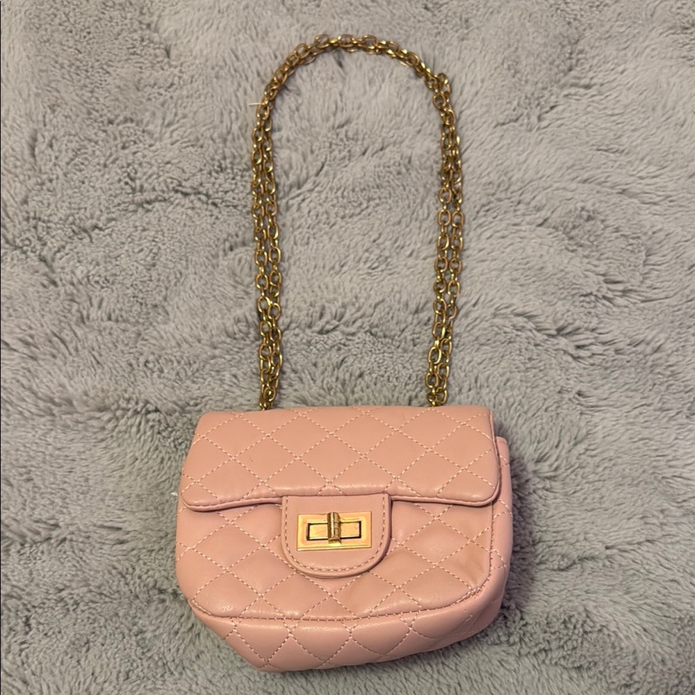 Quilted Pink Chain Shoulder Bag
